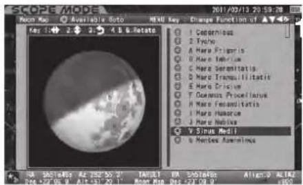 Vixen SXP2 - Zoom avant, zoom arrière et défilement de la carte de la lune (reportez-vous à l'écran 1) - 1