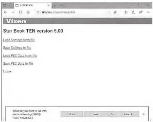 Vixen SXP2 - Comment enregistrer les données de réglage/données PEC dans un fichier sur un PC - 1