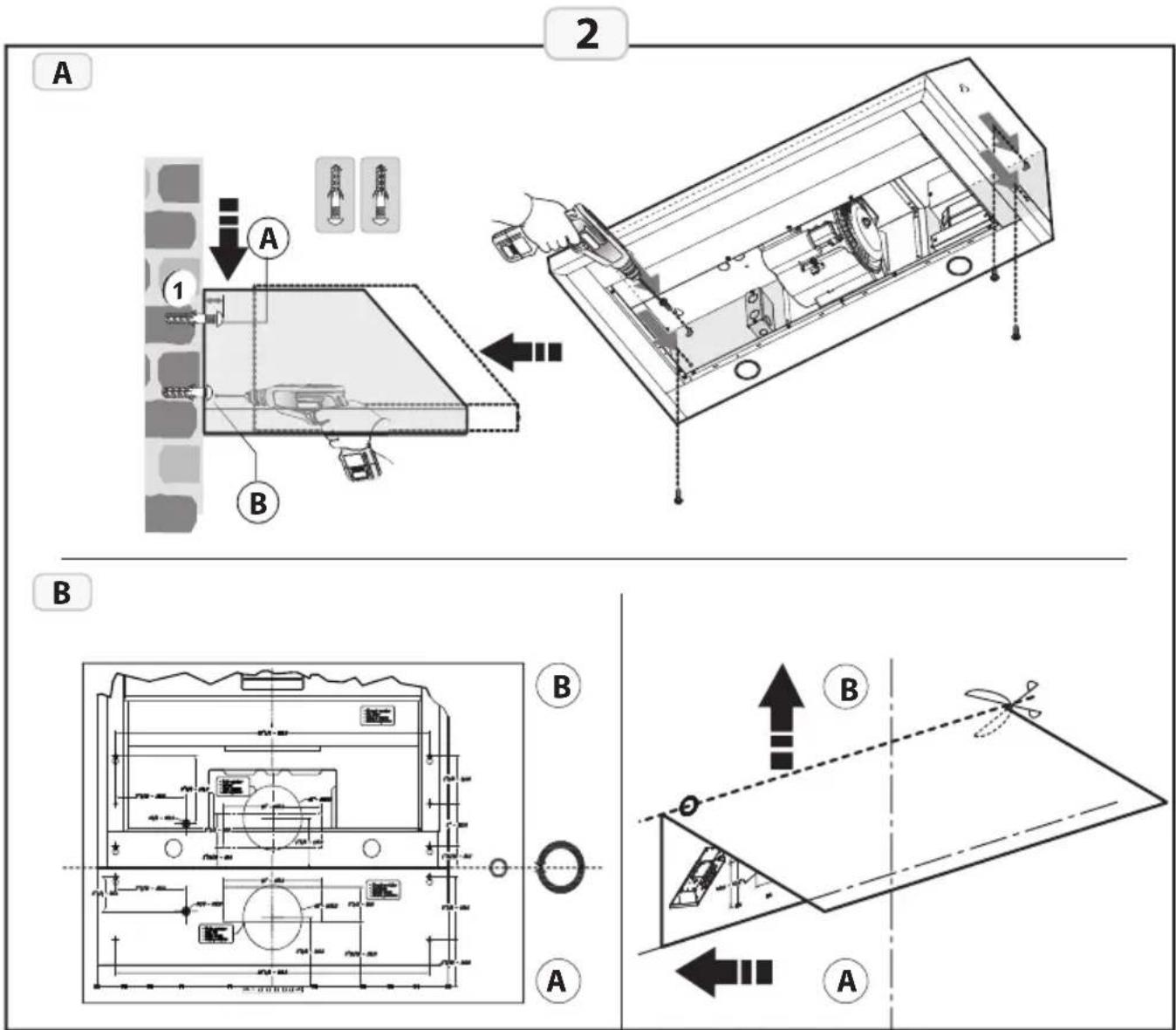 XO XOT1842SC - - Mounting the hood on the wall: - 1