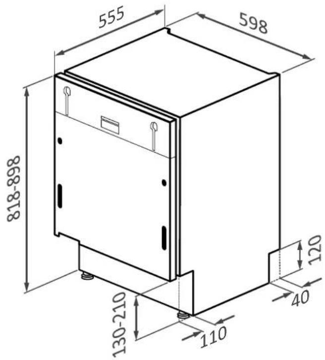 HAIER XS 6B0M4PDB-08 - Dimensiones del lavavajillas - 1