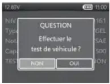 12.80V NIV Type Not Cap TES QUESTION Effectuer le test de véhicule ? NON QUI