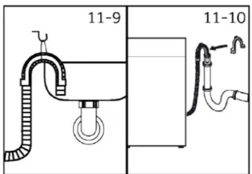 HAIER HW90-BP14357TU1 - 11.6.3-Raccordement du tuyau flexible de vidange à l'évier - 1