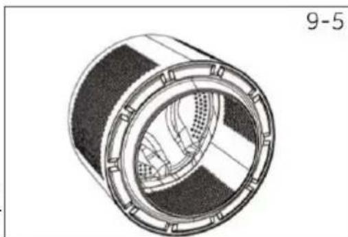 Technical line drawing of a cylindrical mechanical component with internal cross-section (no text or symbols)
