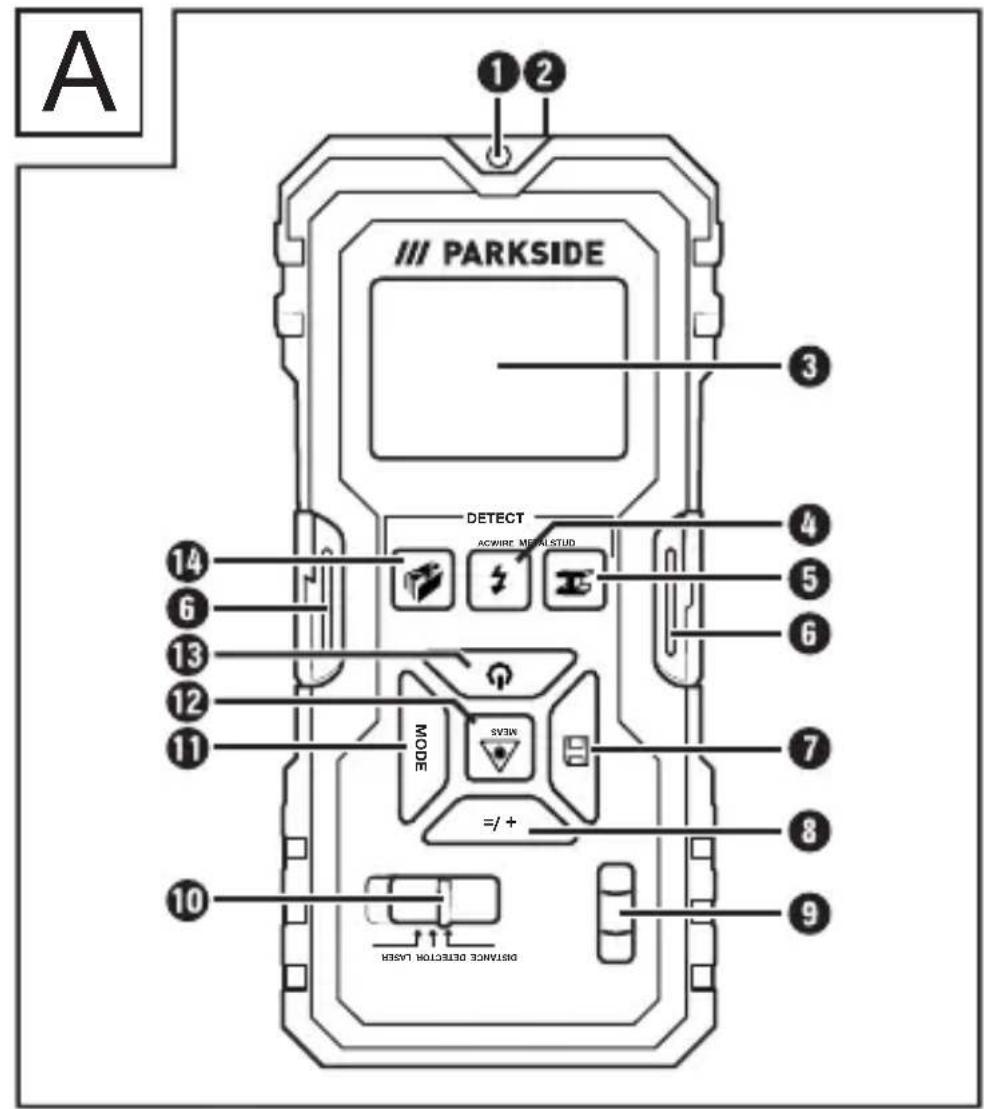 PARKSIDE PMME 5 A1 - MULTIFUNKCIÓS DETEKTOR LÉZERES TÁVOLSÁGMÉRŐVEL - 1