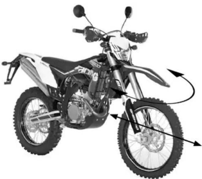 Sherco SE300i (2013) - CHECKING THE PLAY OF THE STEERING HEAD BEARINGS - 1