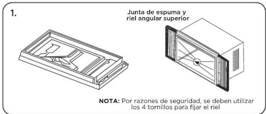 TCL TAW15CRW0W - Paso 3: Instalación del riel angular superior y de la abrazadera lateral - 1