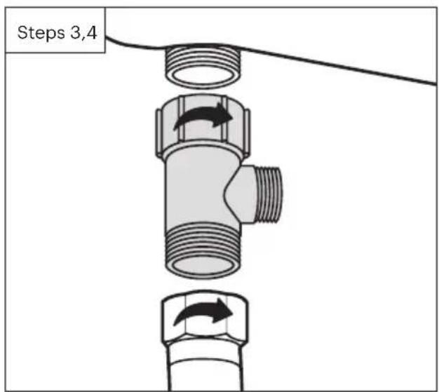 Brondell Swash Thinline LS1800 - Connect the water supply line coming from the wall to the bottom of the T-valve - 1