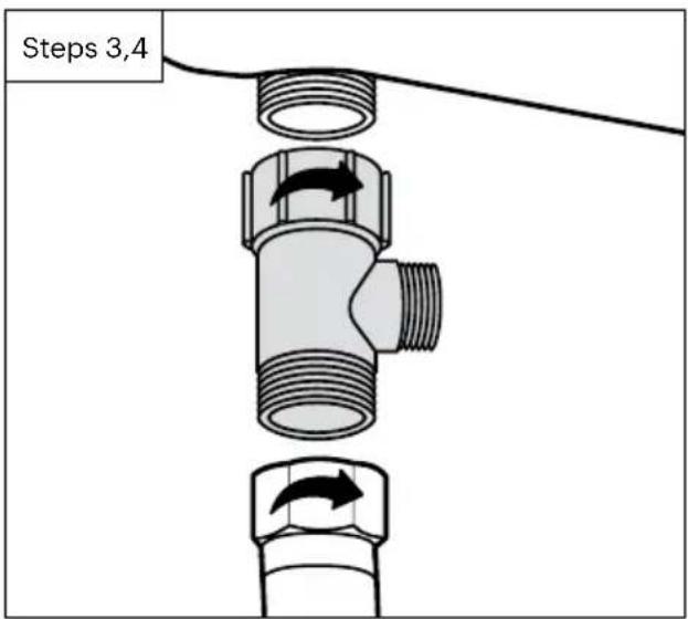 Brondell Swash Thinline T66 - Connect the water supply line coming from the wall to the bottom of the T-Valve - 1