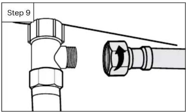Brondell Swash Thinline T66 - Connect the open end of the bidet hose to the T-Valve - 1