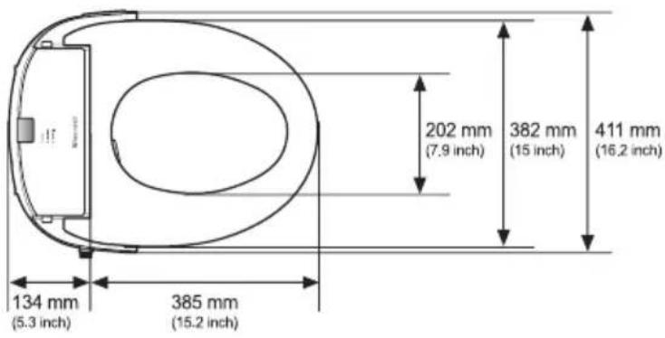 Brondell Swash S1000 - The S900 and the S1000 have the following dimensions: - 2