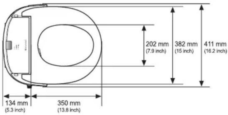 Brondell Swash S1000 - The S900 and the S1000 have the following dimensions: - 1
