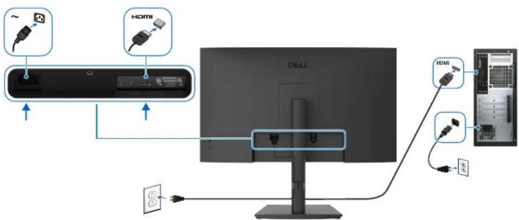 DELL Pro 27 E2726HS - Branchement du câble HDMI - 1