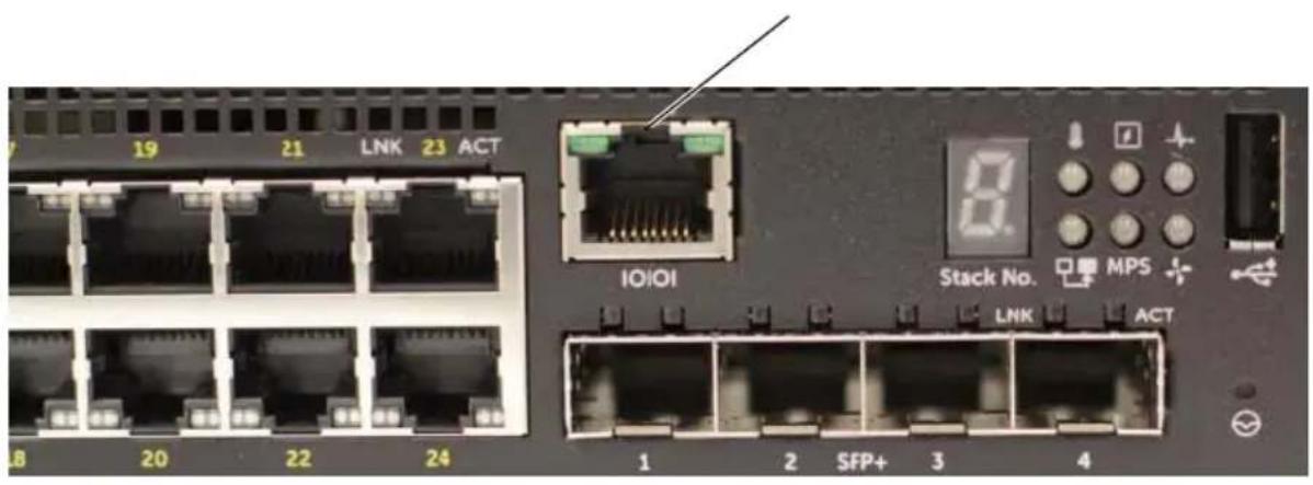 DELL N1548 - Ilustración 1-9. Panel frontal de N1524P con puerto de consola - 1