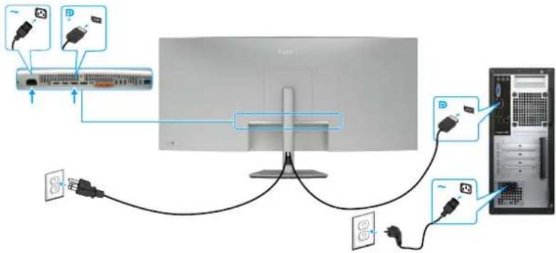 DELL UltraSharp U5226KW - Branchement du câble DisplayPort - 1