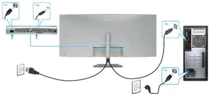 DELL UltraSharp U5226KW - Branchement du câble USB-C (A vers C) - 1