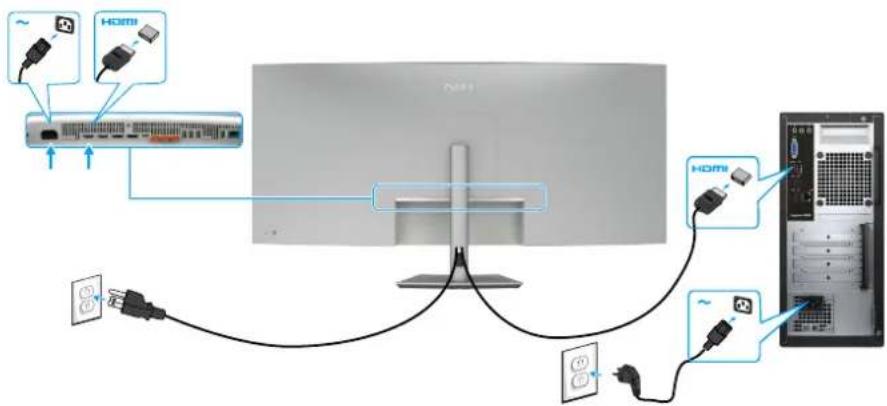 DELL UltraSharp U5226KW - Branchement du câble HDMI - 1