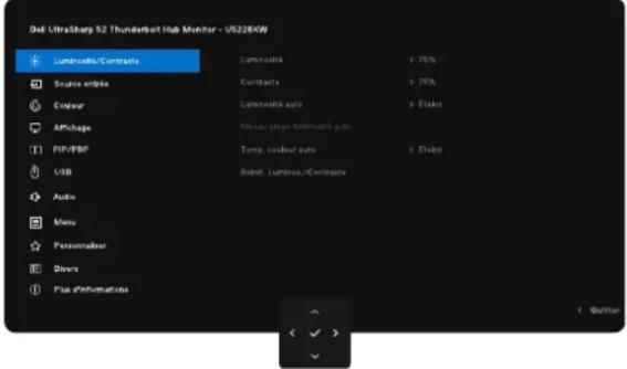 DELL UltraSharp U5226KW - Utilisation du menu principal - 1