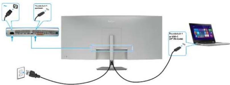 DELL UltraSharp U5226KW - Branchement du câble Thunderbolt 4 - 1