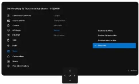 DELL UltraSharp U5226KW - Utilisation du menu de verrouillage pour verrouiller les boutons - 1