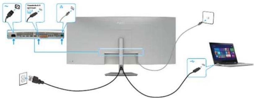 DELL UltraSharp U5226KW - Branchement du câble RJ45 au moniteur, accès LAN par le port réseau du moniteur (facultatif) - 2