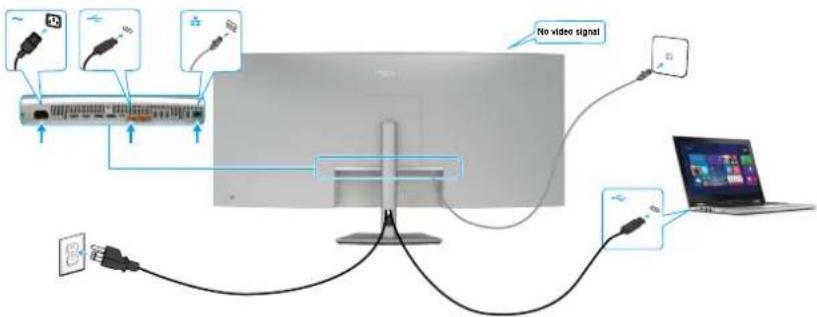 DELL UltraSharp U5226KW - Branchement du câble RJ45 au moniteur, accès LAN par le port réseau du moniteur (facultatif) - 1