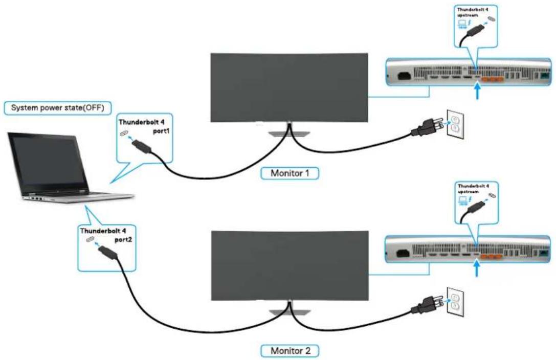 DELL UltraSharp U5226KW - Connexion de plusieurs moniteurs Thunderbolt 4 à un seul système - 3