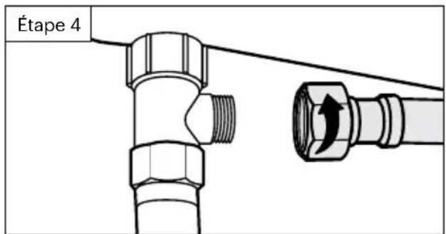 Brondell FreshSpa Thinline FSA-25 - Raccordement du tuyau du bidet à la valve en t. - 1