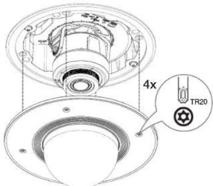 Hanwha Vision PND-A9081RV - Assemblage du couvercle du dôme - 1
