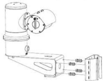Hanwha Vision TNU-6320E - Comment faire pour installer un support poteau sur le système - 2