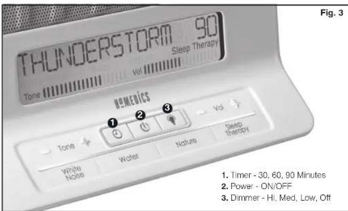 HOMEDICS HDS-2000-GB - Using the Dimmer - 1