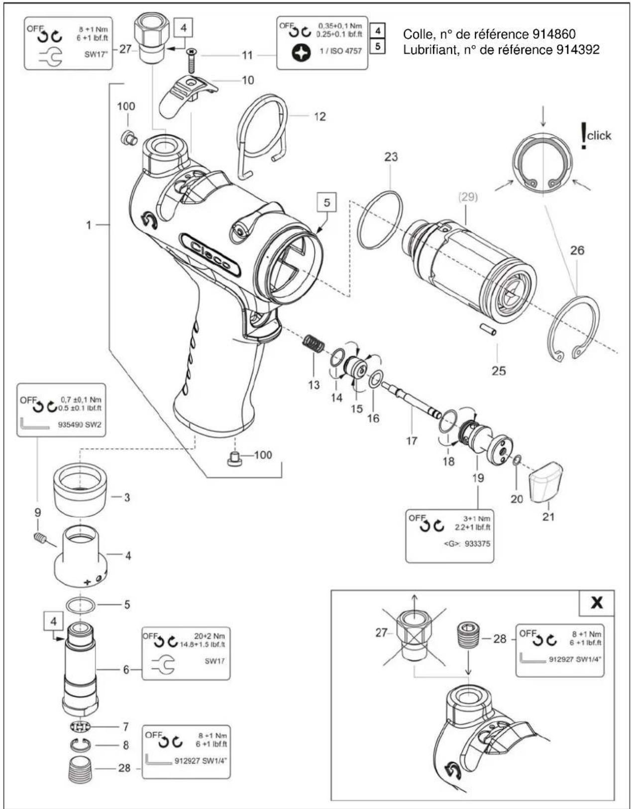 Cleco 20PTHH403 - Poignée pistolet 80PTHHA... - 1