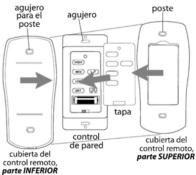 Craftmade WAT52 - Ensamblaje del control remoto de mano. - 3