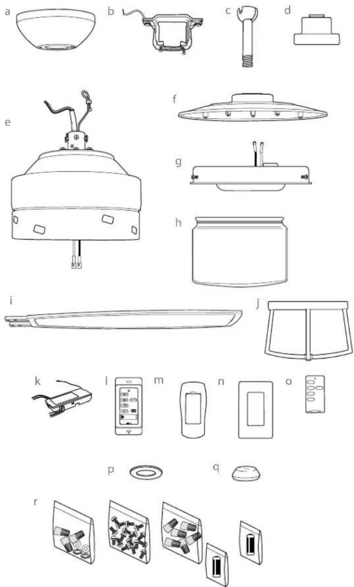 Craftmade WAT52 - Inventaire des pièces. - 1