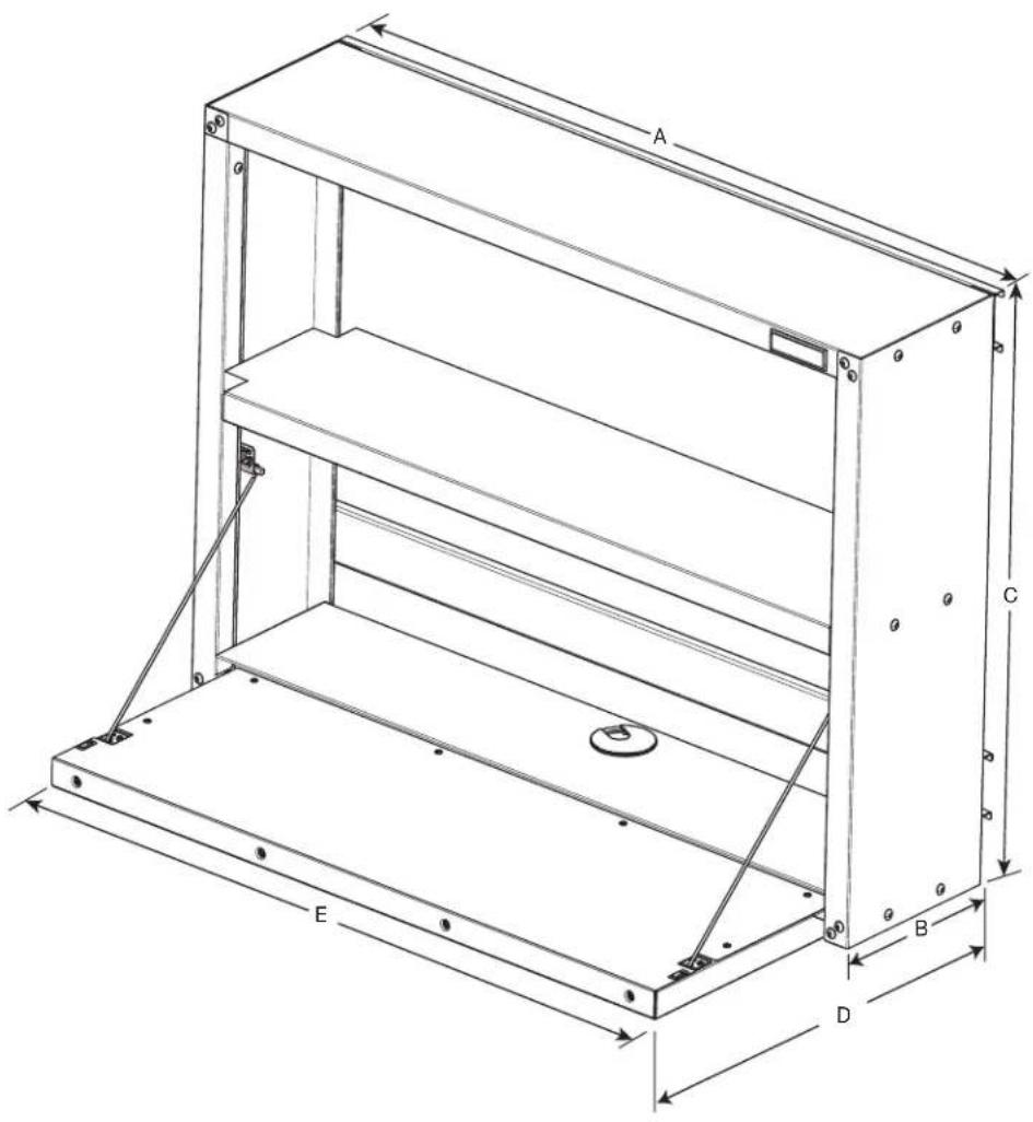 Gladiator GAFS42KDJSG - FOLDAWAY WORKSTATION DIMENSIONS - 1