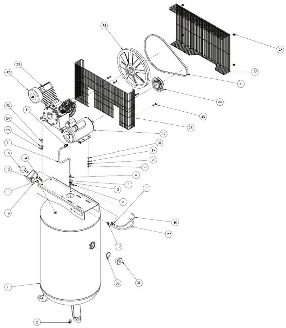 Campbell Hausfeld CE3001 - ILUSTRACION DE LAS PARTES DE REPARACION PARA LOS MODELOS CE3000 y CE3001 - 1