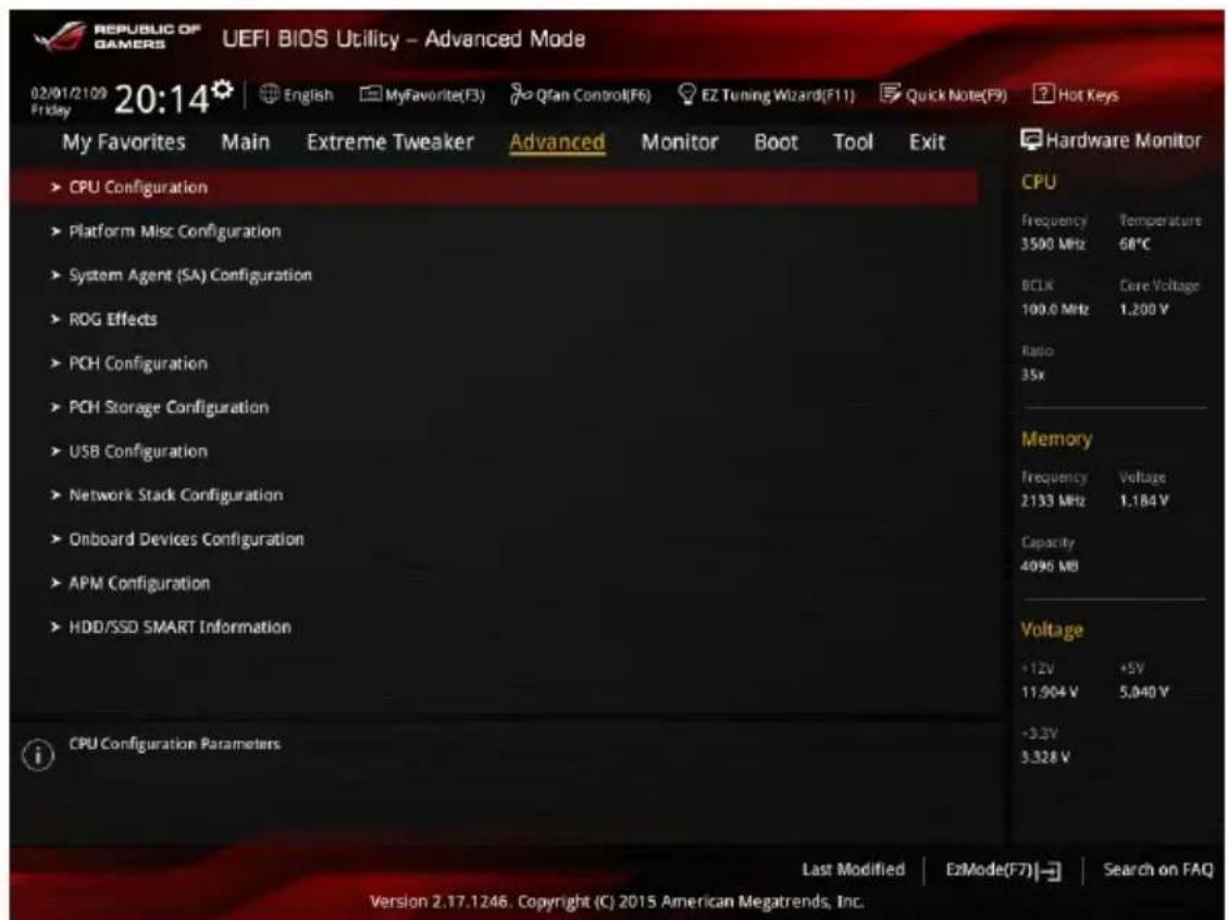 ASUS ROG Maximus VIII Formula - Menu Advanced (Avancé) - 2