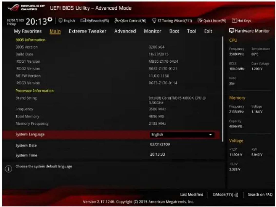 ASUS ROG Maximus VIII Formula - Menu Main (Principal) - 1