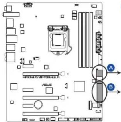 ASUS ROG Maximus VIII Formula - Connecteurs SATA 6.0 Gb/s Intel Z170 (7-pin SATA6G_12, SATA6G_34) - 1