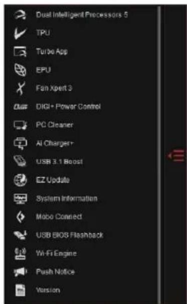 ASUS ROG Maximus VIII Formula - Barre des menus d'Al Suite 3 - 1