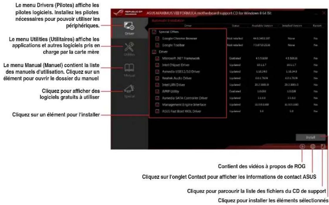 ASUS ROG Maximus VIII Formula - Menu principal du DVD d'assistance - 1