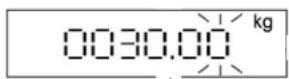 Uline H-11908 - Press TARE/PT key. The display shows the calibration value. The right digit keeps flashing. - 1