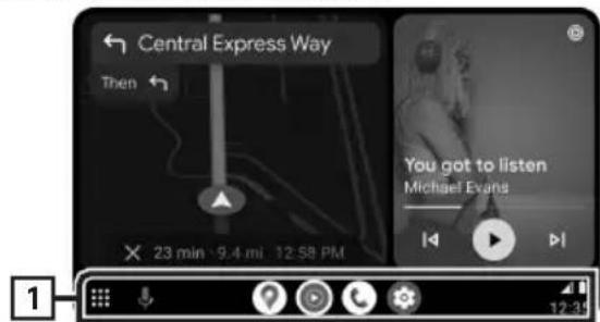 JVC KW-M593BT - Bedieningsknoppen en beschikbare apps op het Android Auto-scherm - 1