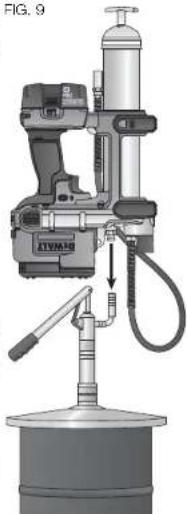 DEWALT DCGG570 - FILLING THE TOOL FROM THE LOW PRESSURE FILLER PUMP (FIG. 2, 9) - 1