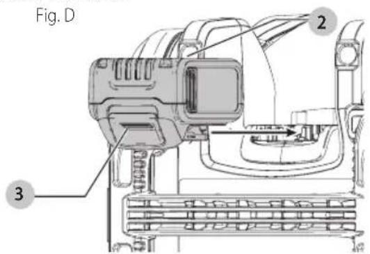 DEWALT DCC2560 - Installing and Removing the Battery Pack (Fig. D) - 1