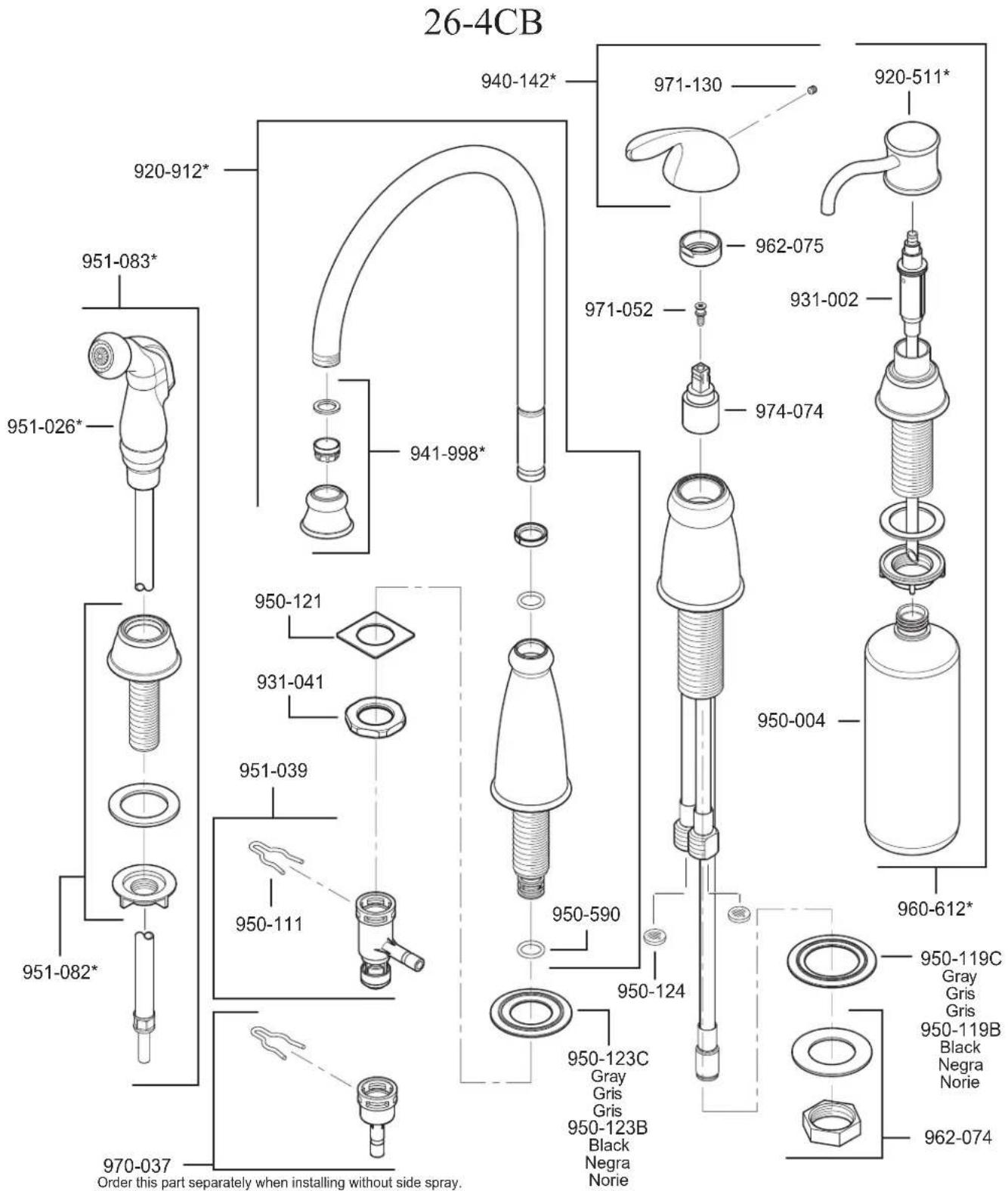 Pfister Avalon GT26-4C - 1-800-PFAUCET (1-800-732-8238) - 1