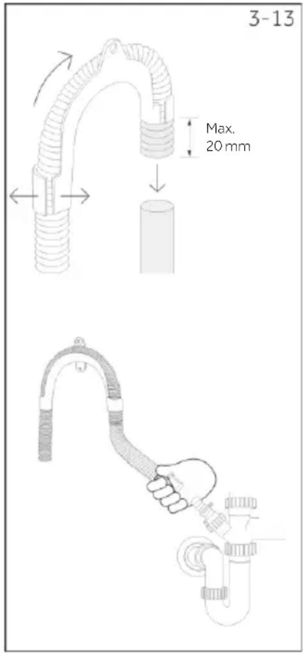 HAIER HW100-BD14L8GNU1 - Befestigen des Ablaufschlauchs am Anschlussstutzen - 1