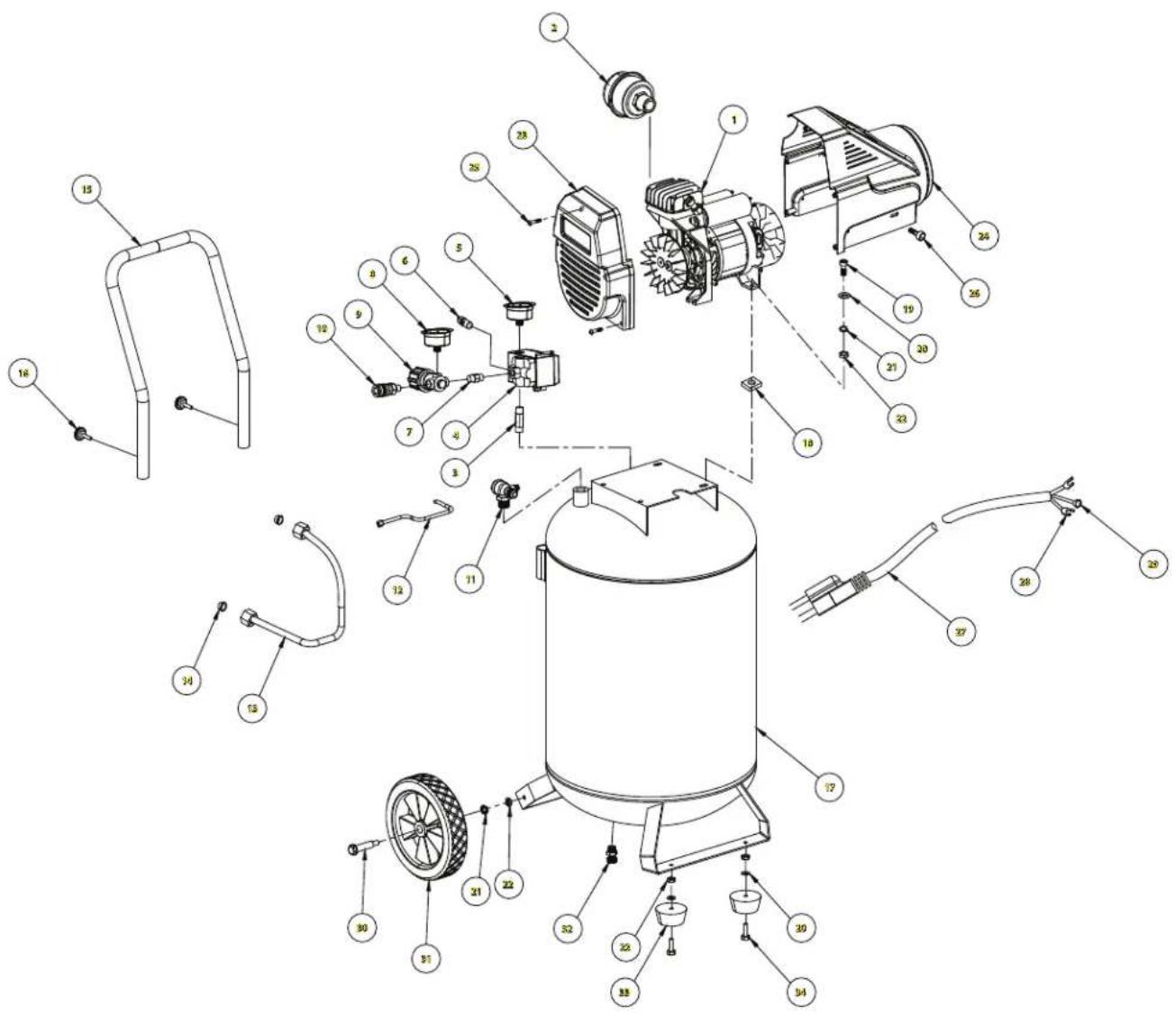 Campbell Hausfeld DC200100 - REPAIR PARTS ILLUstration FOR AC200100 AND DC200100 - 1