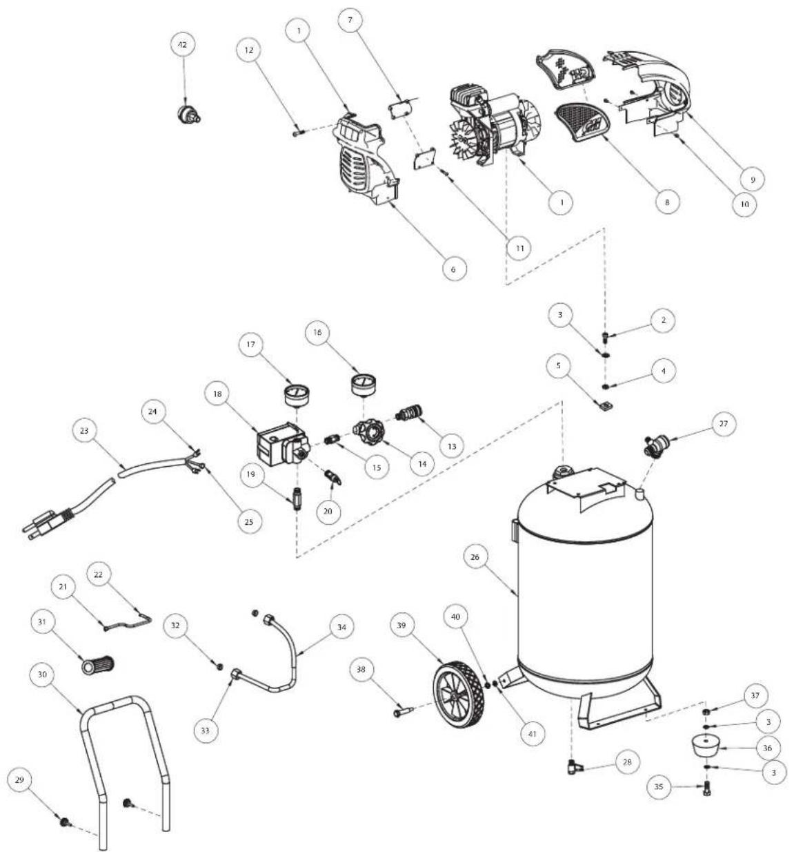 Campbell Hausfeld DC260000 - REPAIR PARTS ILLUSTRATION FOR DC260000 - 1