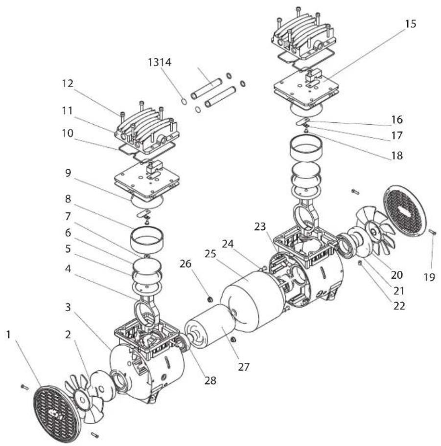 Campbell Hausfeld DC040500 - ILUSTRACION DE LOS REPUESTOS PARA SR040510SV - 1