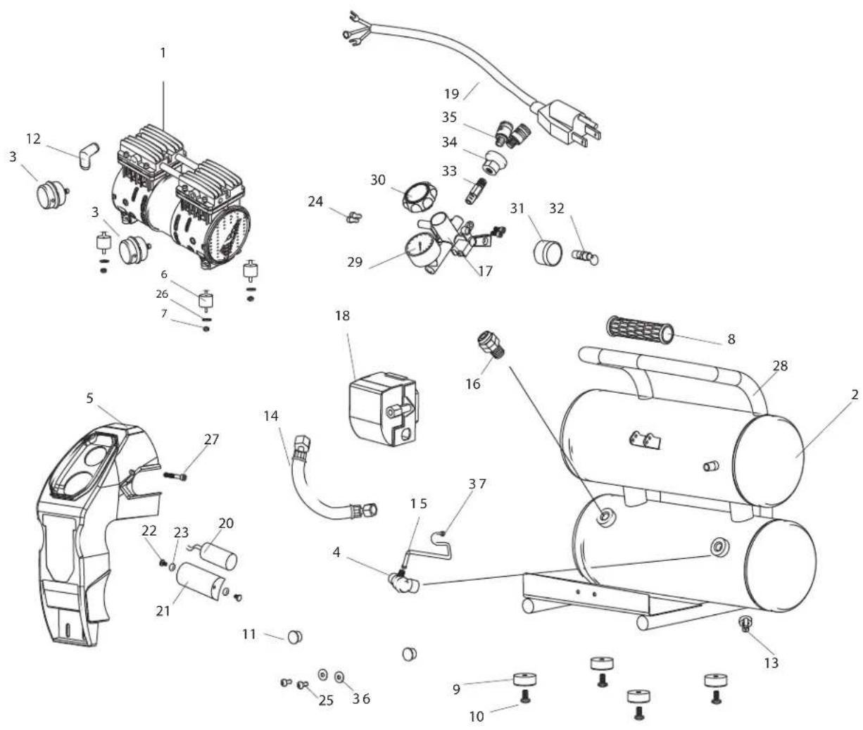 Campbell Hausfeld DC040500 - REPAIR PARTS ILLUstration FOR DC040500 - 1